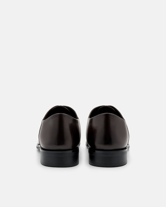 Burnished Leather Oxford Shoes - Dark Brown Burnish