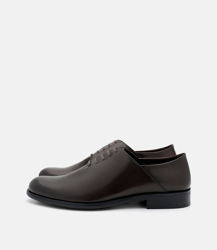 Burnished Leather Oxford Shoes - Dark Brown Burnish