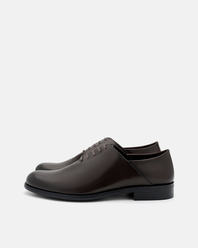 Burnished Leather Oxford Shoes - Dark Brown Burnish