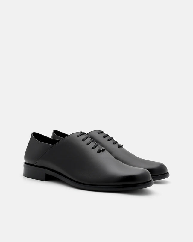Burnished Leather Oxford Shoes - Black Burnish