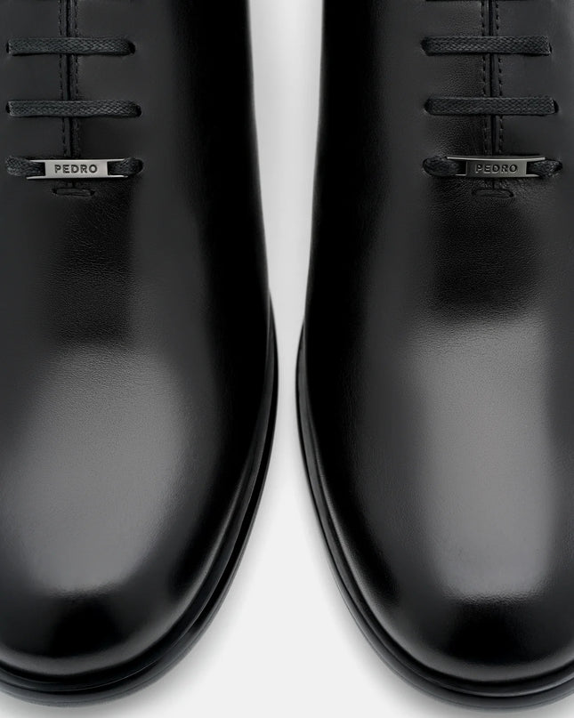 Burnished Leather Oxford Shoes - Black Burnish