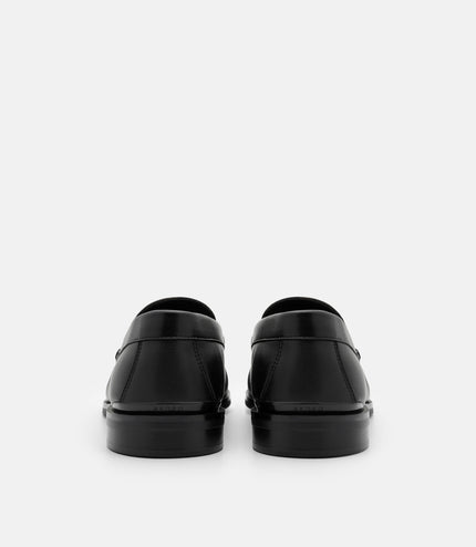 Leather Pleated Loafers - Black