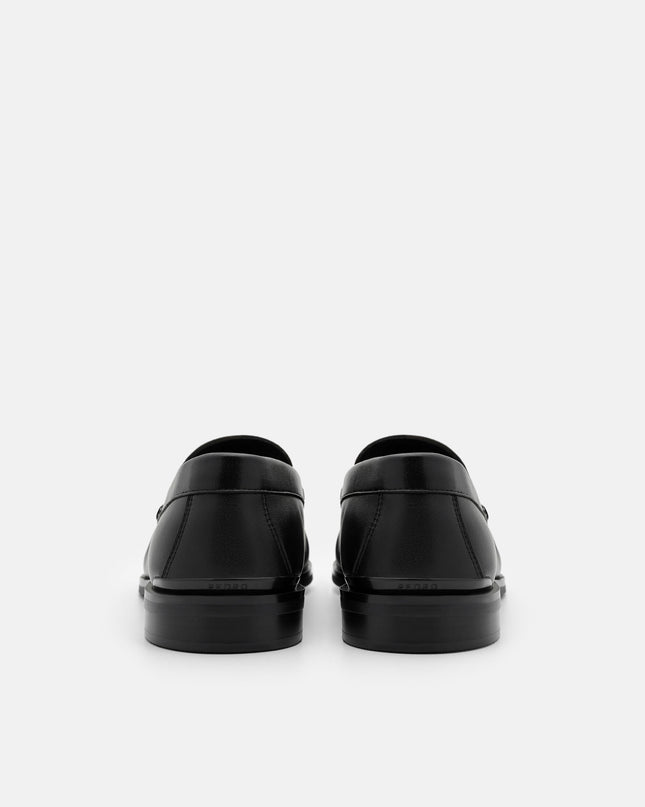 Leather Pleated Loafers - Black