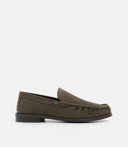 Leather Pleated Loafers - Olive