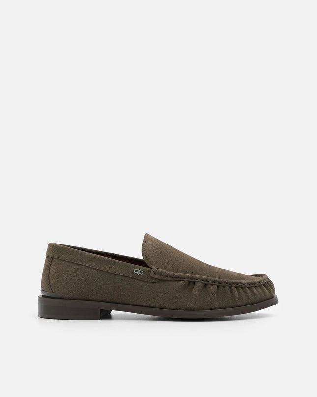 Leather Pleated Loafers - Olive