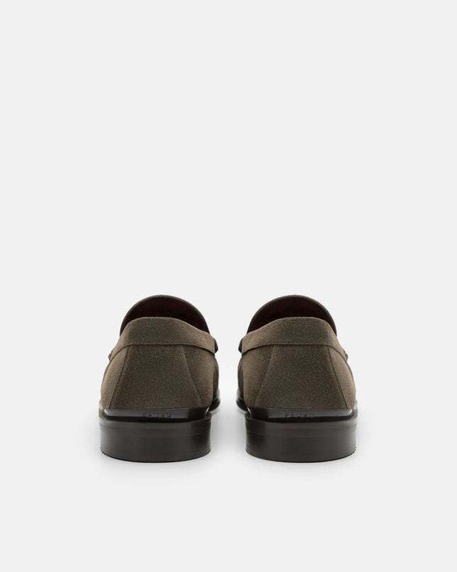 Leather Pleated Loafers - Olive