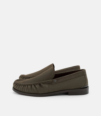 Leather Pleated Loafers - Olive