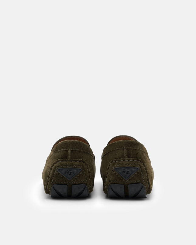 Leather Horsebit Driving Shoes - Military Green Suede
