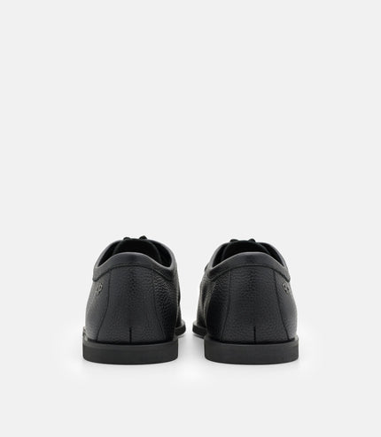 Leather Moc-Toe Derby Shoes - Black Tumble