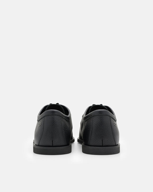 Leather Moc-Toe Derby Shoes - Black Tumble