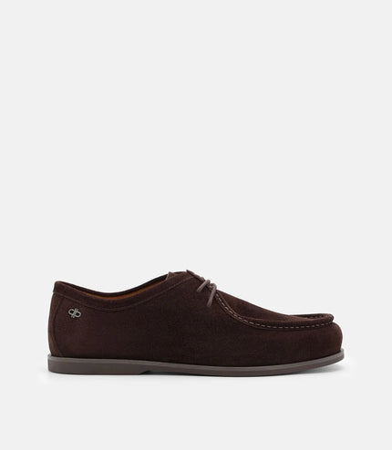 Leather Moc-Toe Derby Shoes - Espresso Brown Suede