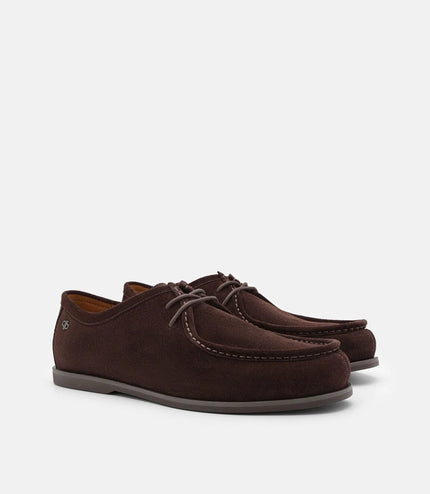 Leather Moc-Toe Derby Shoes - Espresso Brown Suede