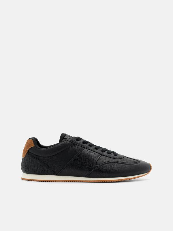 Lewis Tumbled Leather Sneakers - Black Tumble