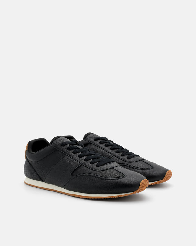 Lewis Tumbled Leather Sneakers - Black Tumble