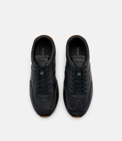 Lewis Tumbled Leather Sneakers - Black Tumble