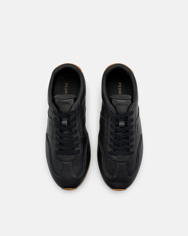 Lewis Tumbled Leather Sneakers - Black Tumble