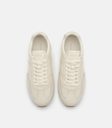 Lewis Tumbled Leather Sneakers - Chalk Tumble