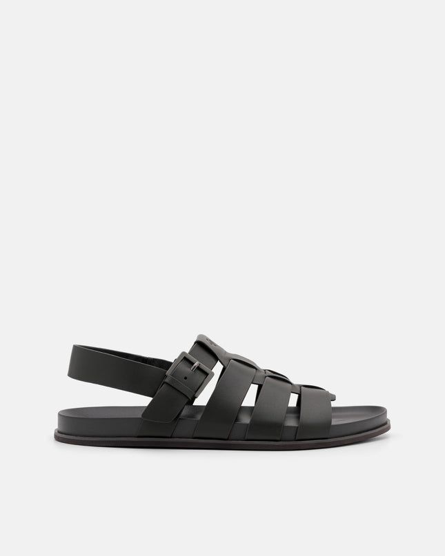 Leather Caged Backstrap Sandals - Dark Grey
