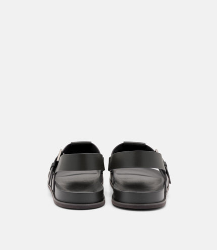 Leather Caged Backstrap Sandals - Dark Grey