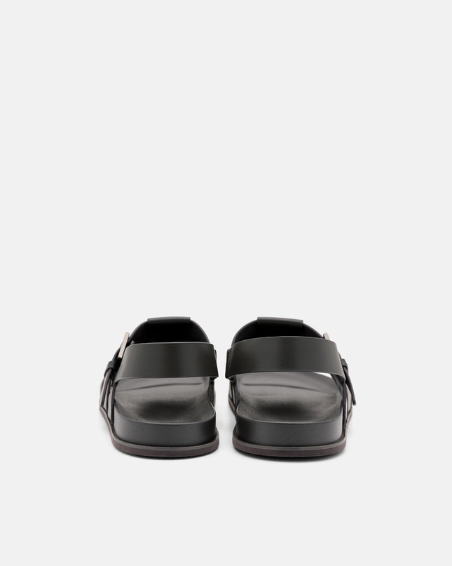 Leather Caged Backstrap Sandals - Dark Grey