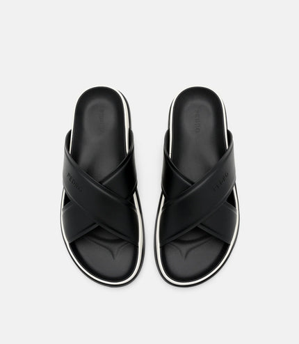 Cross Slide Sandals - Black