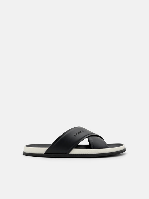 Cross Slide Sandals - Black