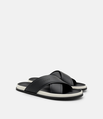 Cross Slide Sandals - Black