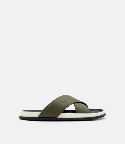 Cross Slide Sandals - Olive