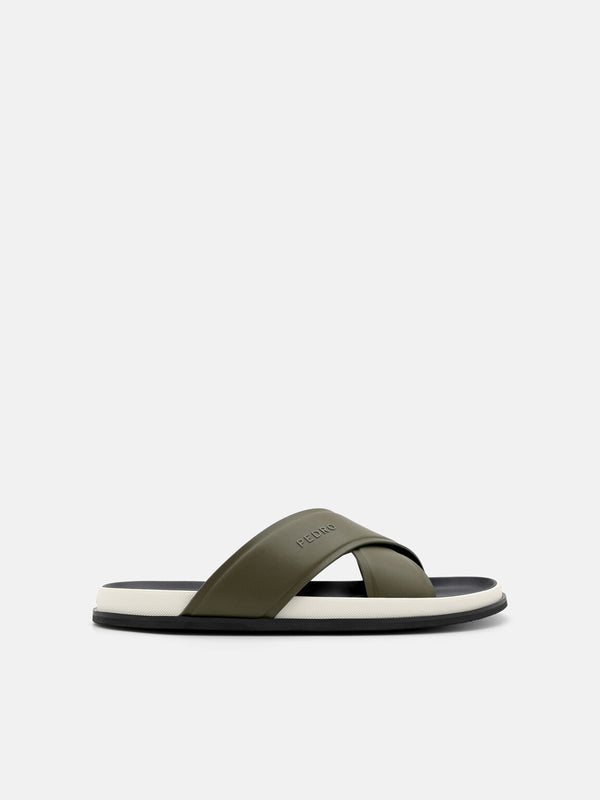 Cross Slide Sandals - Olive