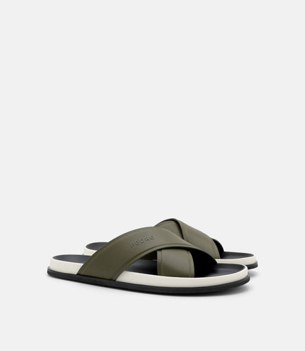 Cross Slide Sandals - Olive