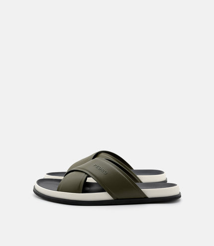 Cross Slide Sandals - Olive