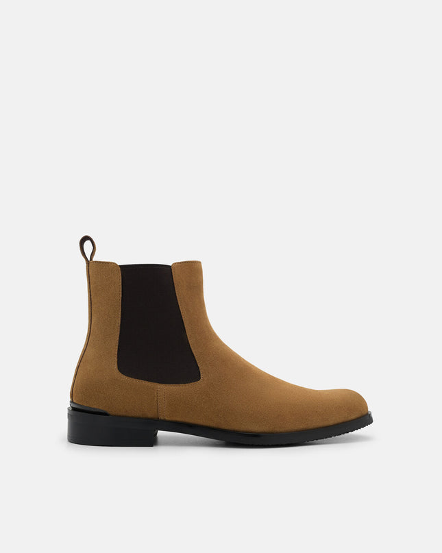 Chace Suede Chelsea Boots - Dark Camel Suede