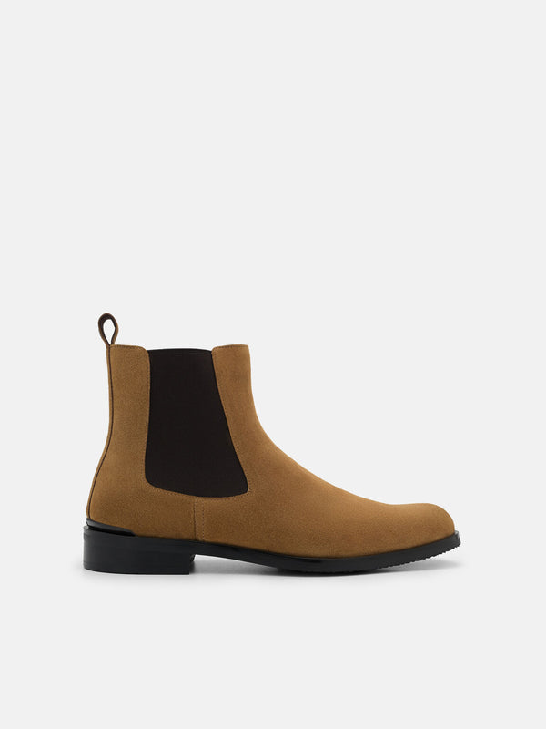 Chace Suede Chelsea Boots - Dark Camel Suede