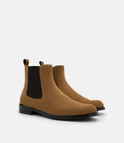Chace Suede Chelsea Boots - Dark Camel Suede