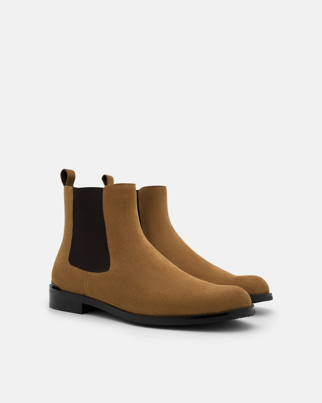 Chace Suede Chelsea Boots - Dark Camel Suede