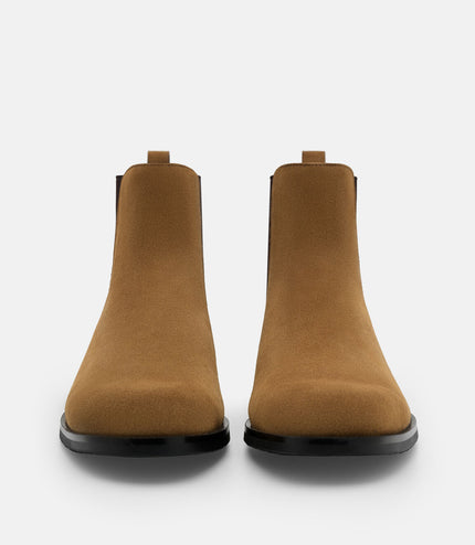 Chace Suede Chelsea Boots - Dark Camel Suede