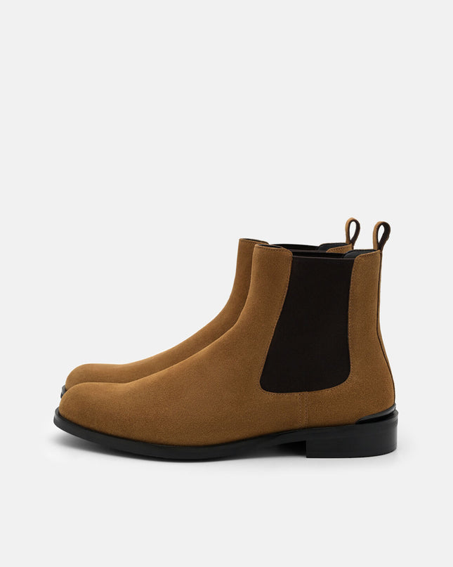 Chace Suede Chelsea Boots - Dark Camel Suede