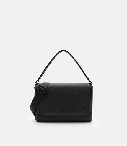 Patrice Leather Messenger Bag - Black Tumble