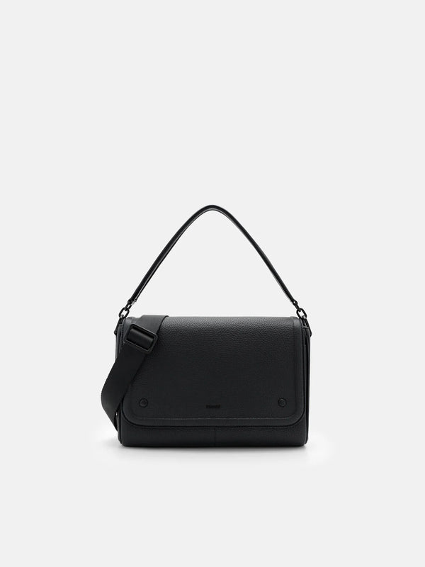 Patrice Leather Messenger Bag - Black Tumble