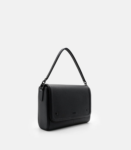 Patrice Leather Messenger Bag - Black Tumble