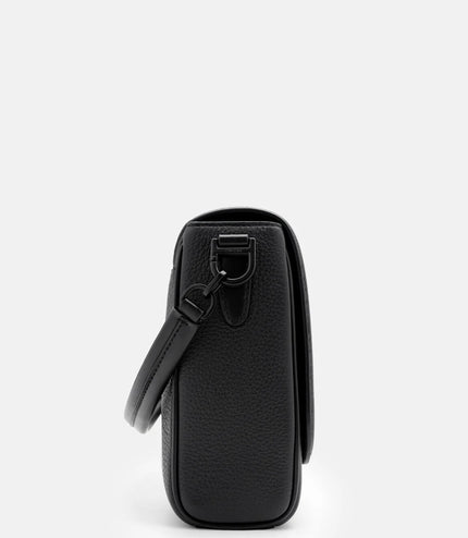 Patrice Leather Messenger Bag - Black Tumble