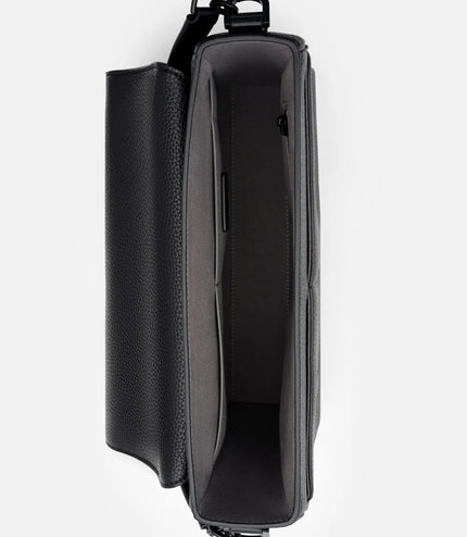 Patrice Leather Messenger Bag - Black Tumble