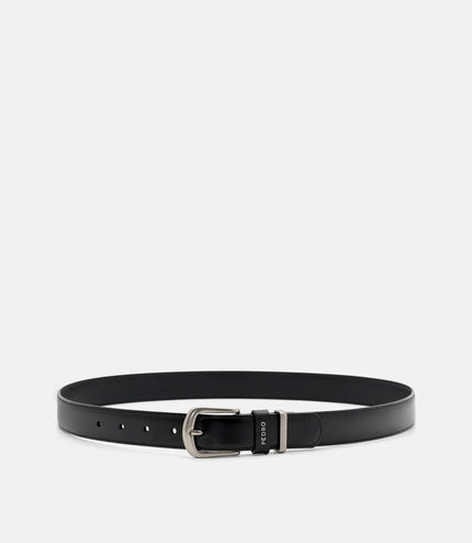 Slim Leather Pin Belt - Black