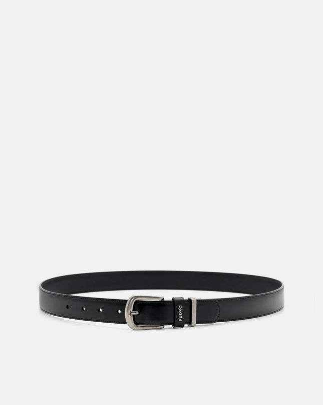 Slim Leather Pin Belt - Black