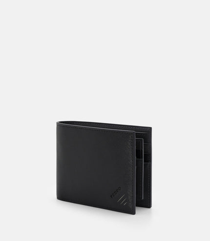 Leather Bi-Fold Wallet with Insert - Black Saffiano