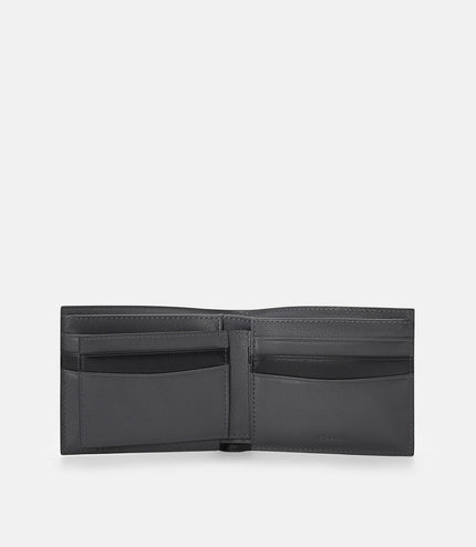Leather Bi-Fold Wallet with Insert - Black Saffiano