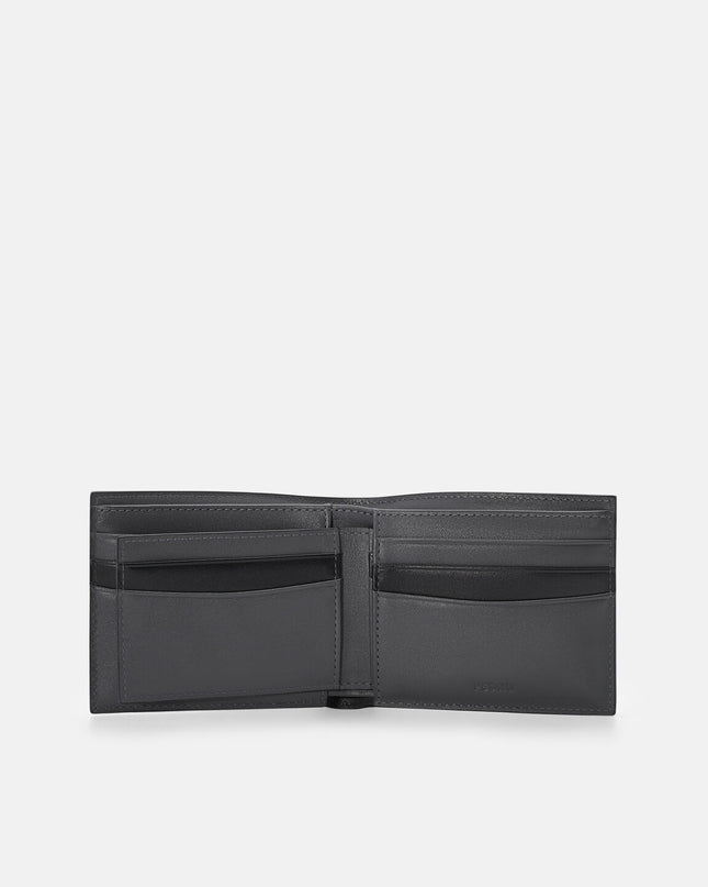 Leather Bi-Fold Wallet with Insert - Black Saffiano