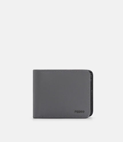 Leather Bi-Fold Wallet with Insert - Grey