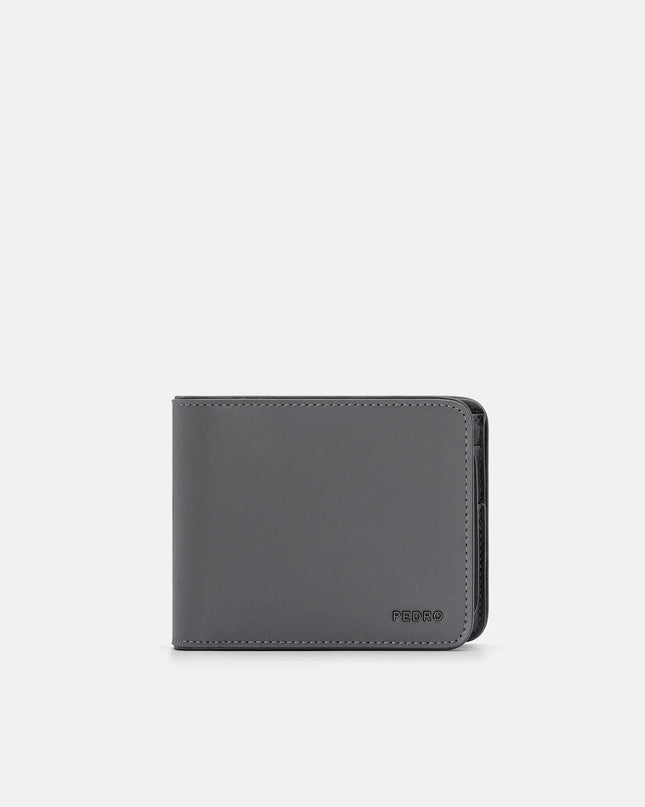 Leather Bi-Fold Wallet with Insert - Grey