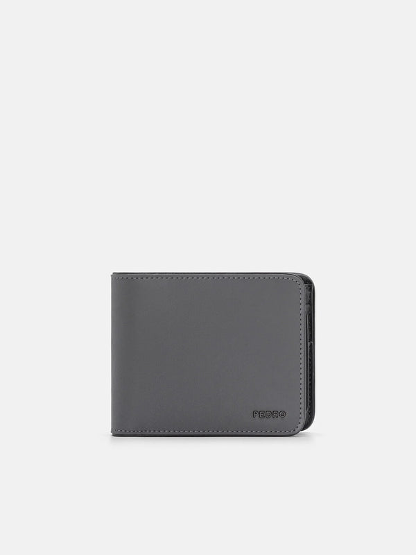 Leather Bi-Fold Wallet with Insert - Grey